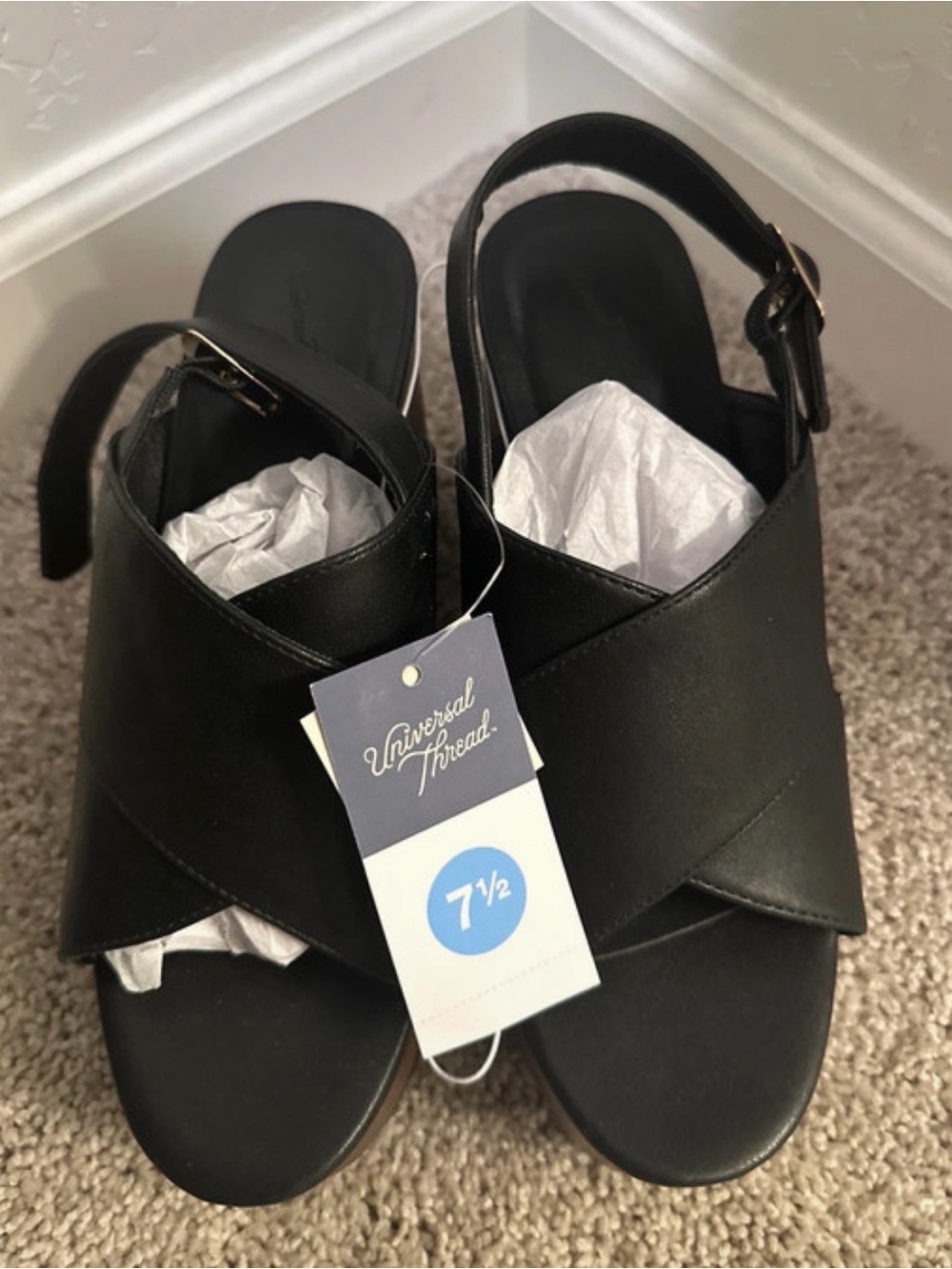 Universal Thread Black Crisscross Slingback Sandals